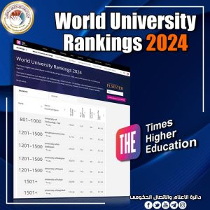 Read more about the article Higher Education Announces On Thirteen Universities Achieve In Times World Ranking Competitive Results for 2024 & Iraq Achieves 37th Score Worldly