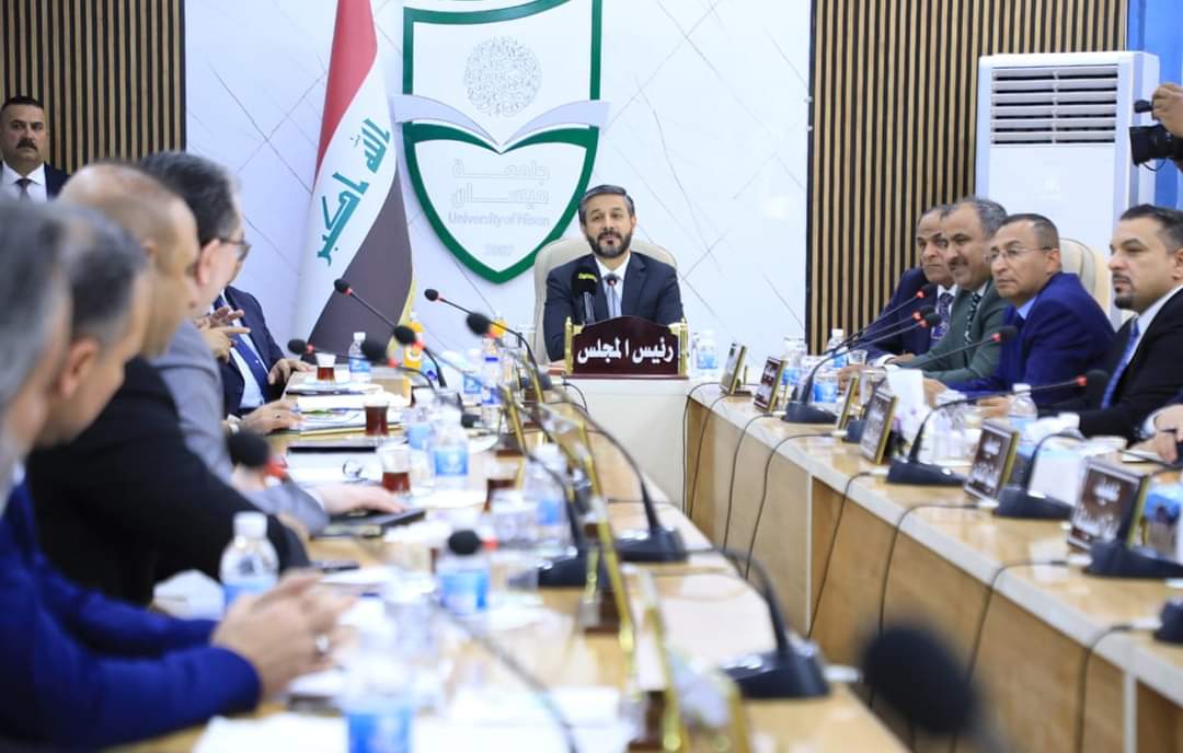 Read more about the article During Visiting Misan Governorate, Dr. Al-Aboudi Holds Meeting with Misan University Council, His Excellency Emphasizes Institutional Integration with State Sectors & Enhancing Community Service