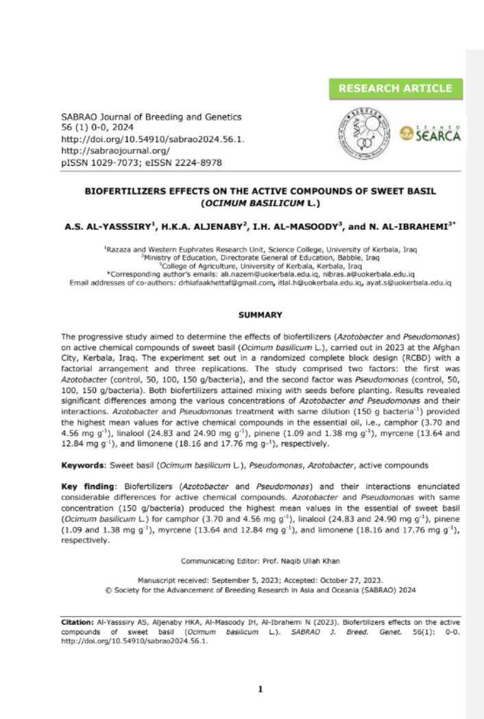 Read more about the article Publication of a Scientific Research Paper in a Reputable Journal Indexed by Scopus by Faculty Member at the College of Science