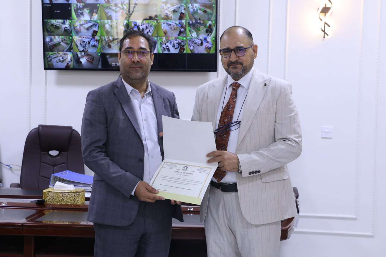 Read more about the article Dean of the faculty of Science at the University of Kerbala Receives External Examiner from Iran University of Science and Technology