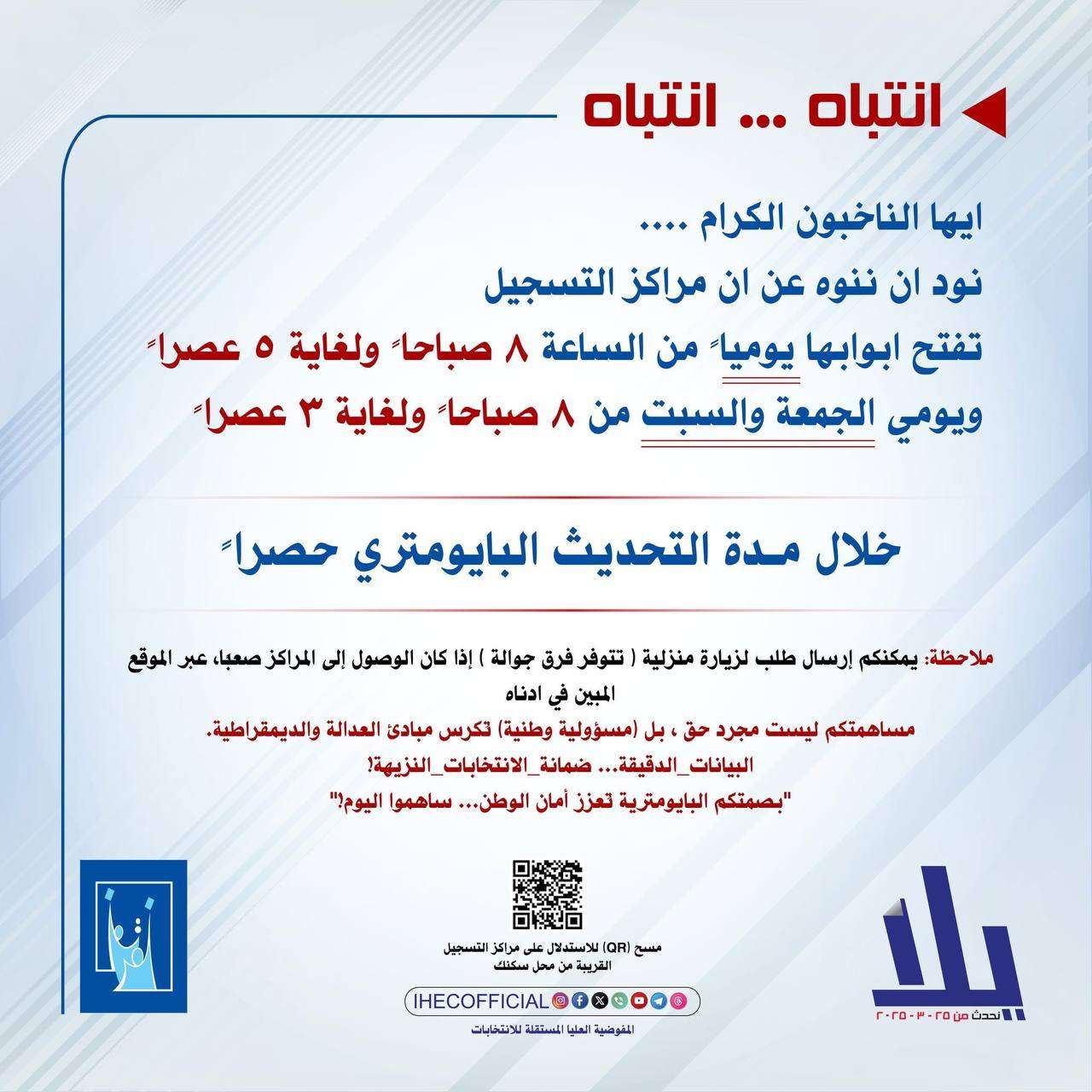 You are currently viewing فتح باب تحديث سجل الناخبين استعداداً للانتخابات